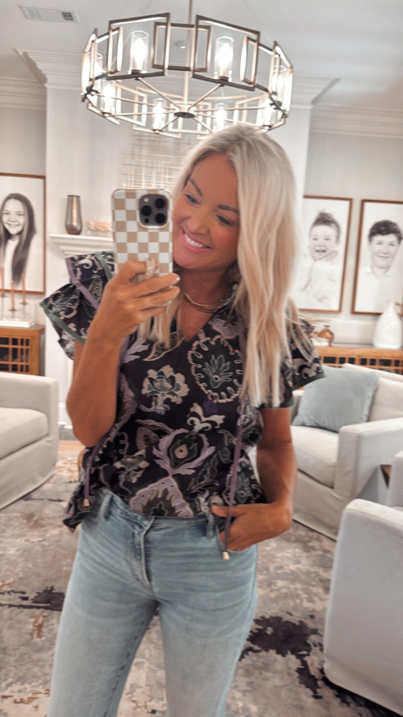 Paisley Print Ruffle Top