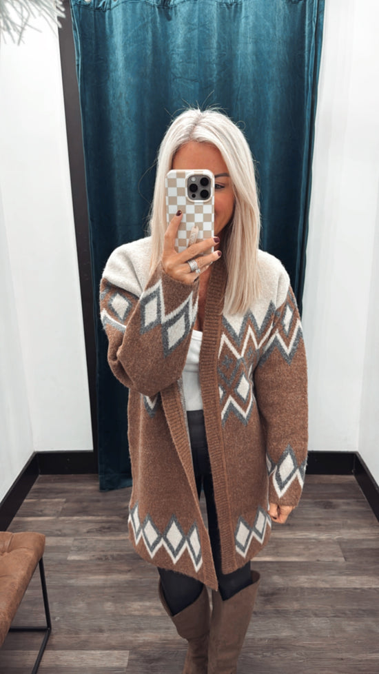 NORDIC PATTERNED SWEATER KNIT CARDIGAN