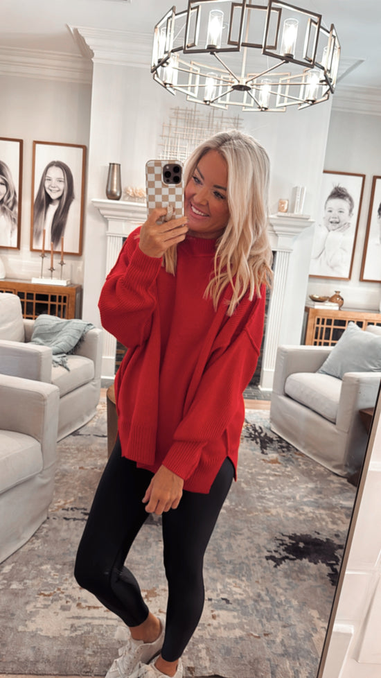 Drop Shoulder Oversized Mock Neck Sweater