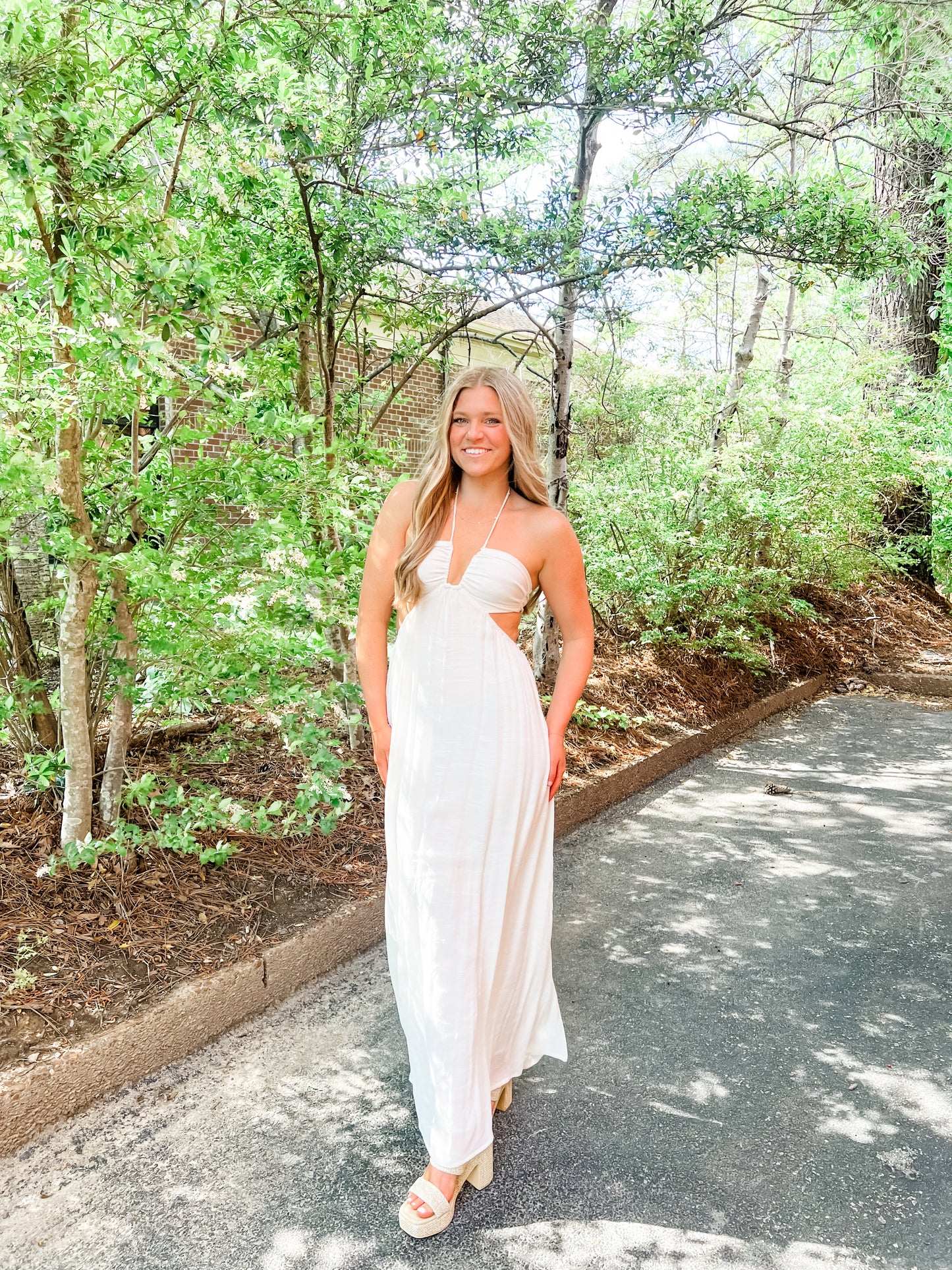 Halter Neck Side Cutout Maxi Dress