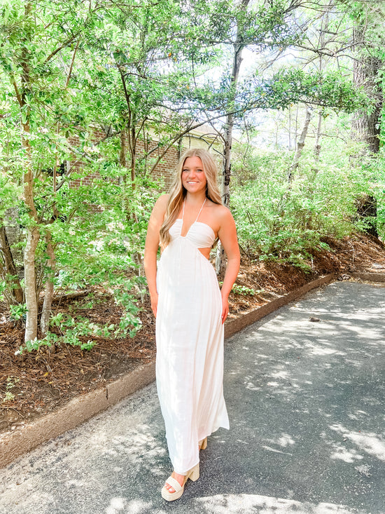 Halter Neck Side Cutout Maxi Dress