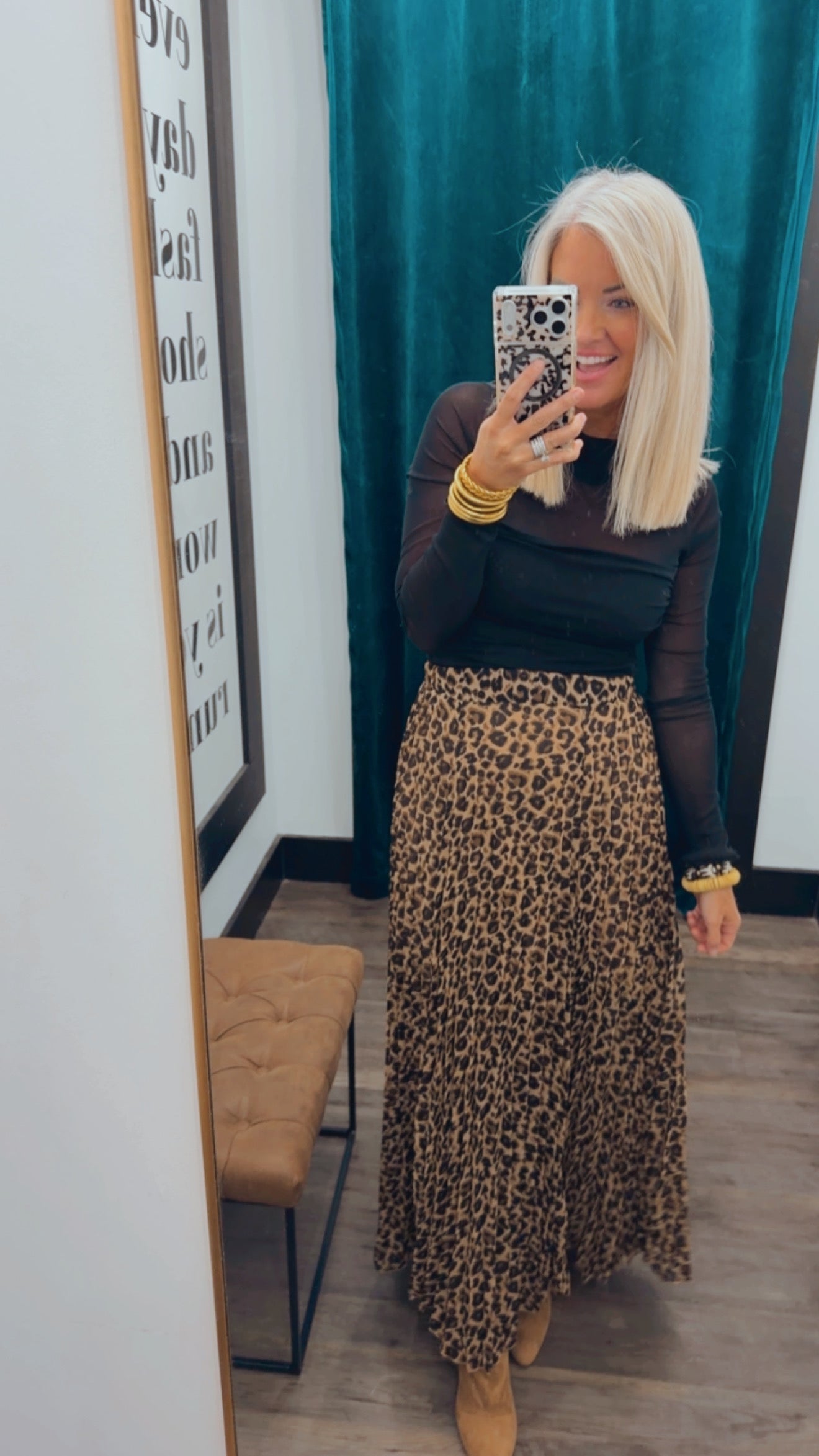 Savvy Pleated Midi Skirt
