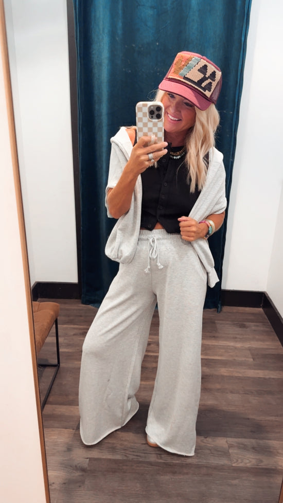 Matching Rib Cropped Sweatshirt &  Oversize Sweatpants