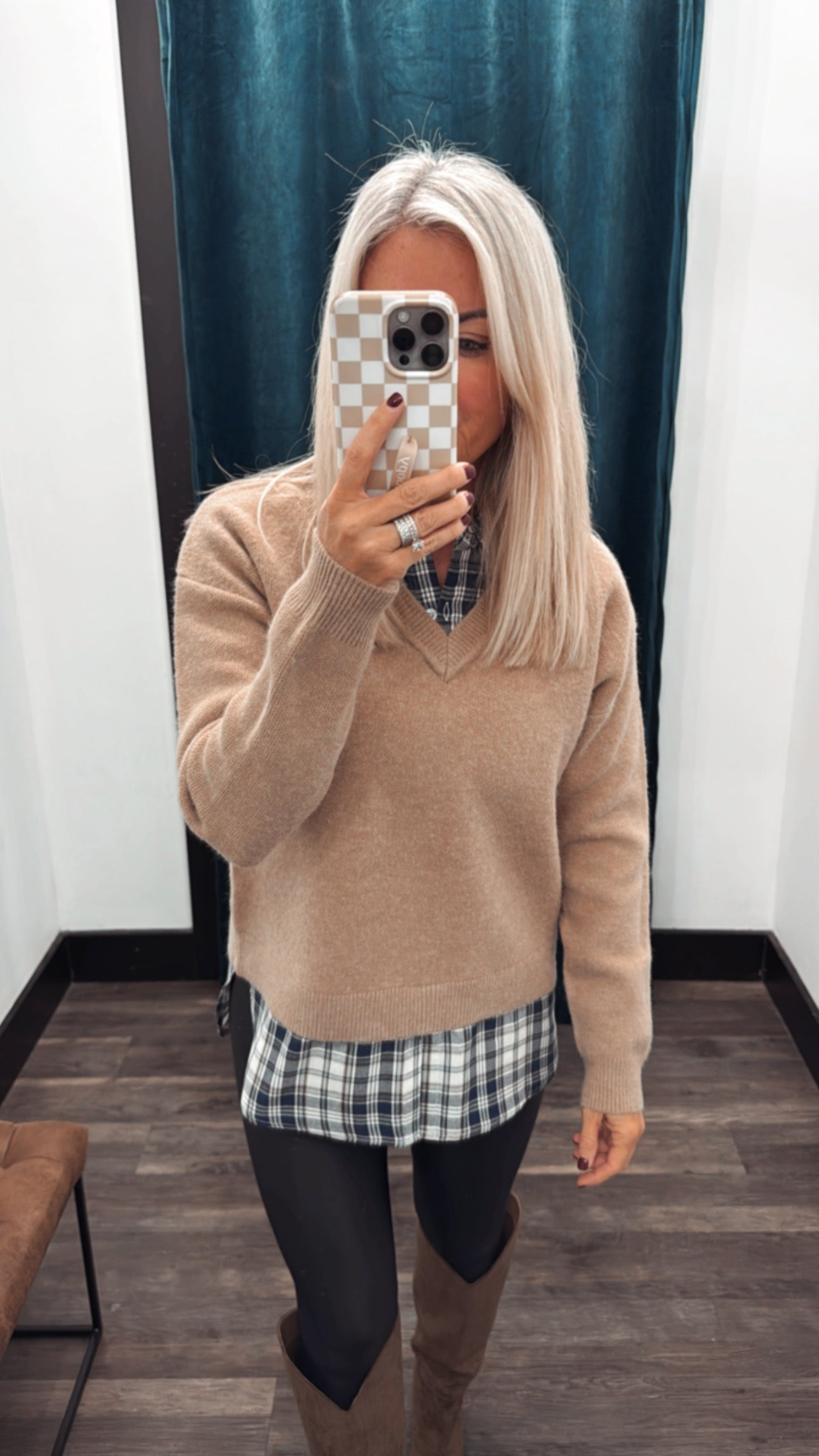 Plaid Contrast Sweater