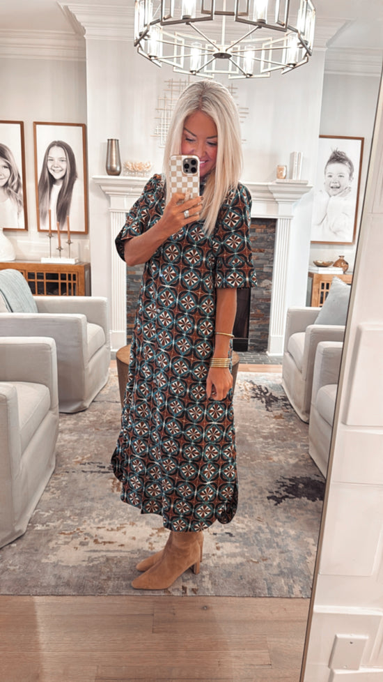 Geometric Print Midi Dress