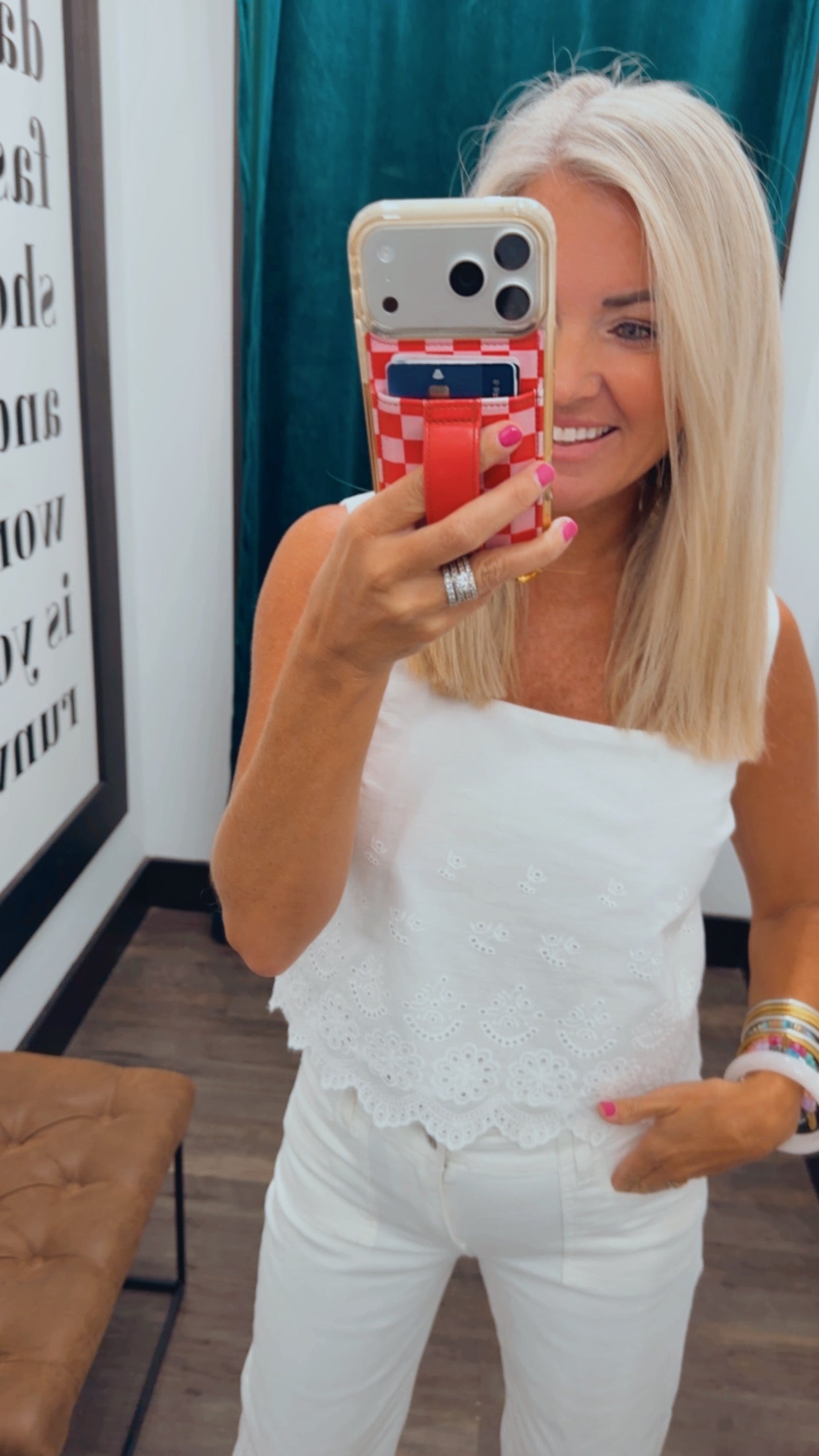 Sleeveless Eyelet Top
