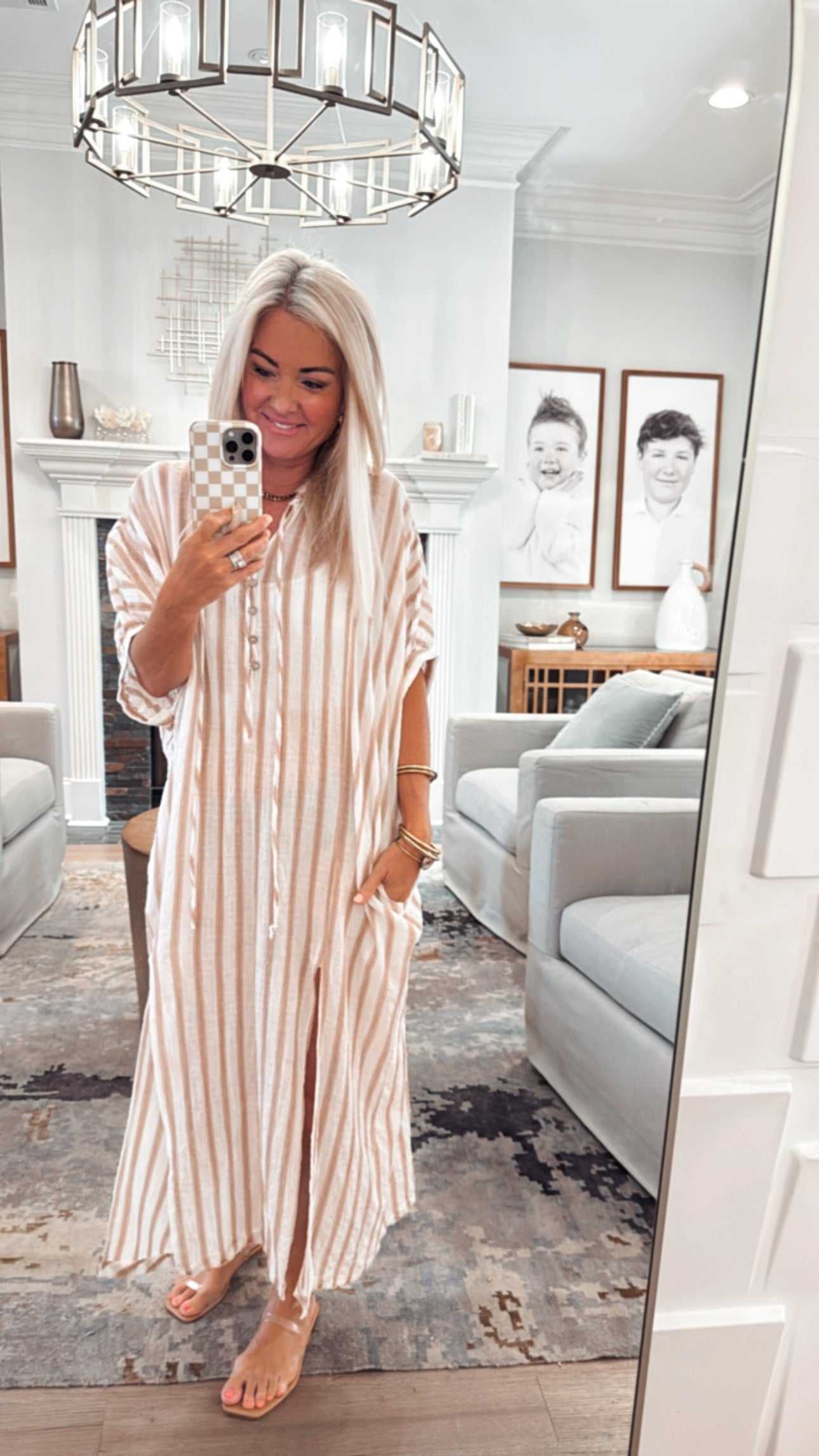 Front Button Closure with Tied Tunic Dress