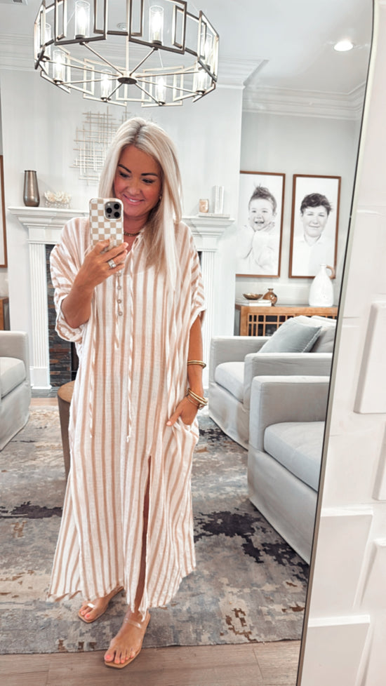 Front Button Closure with Tied Tunic Dress