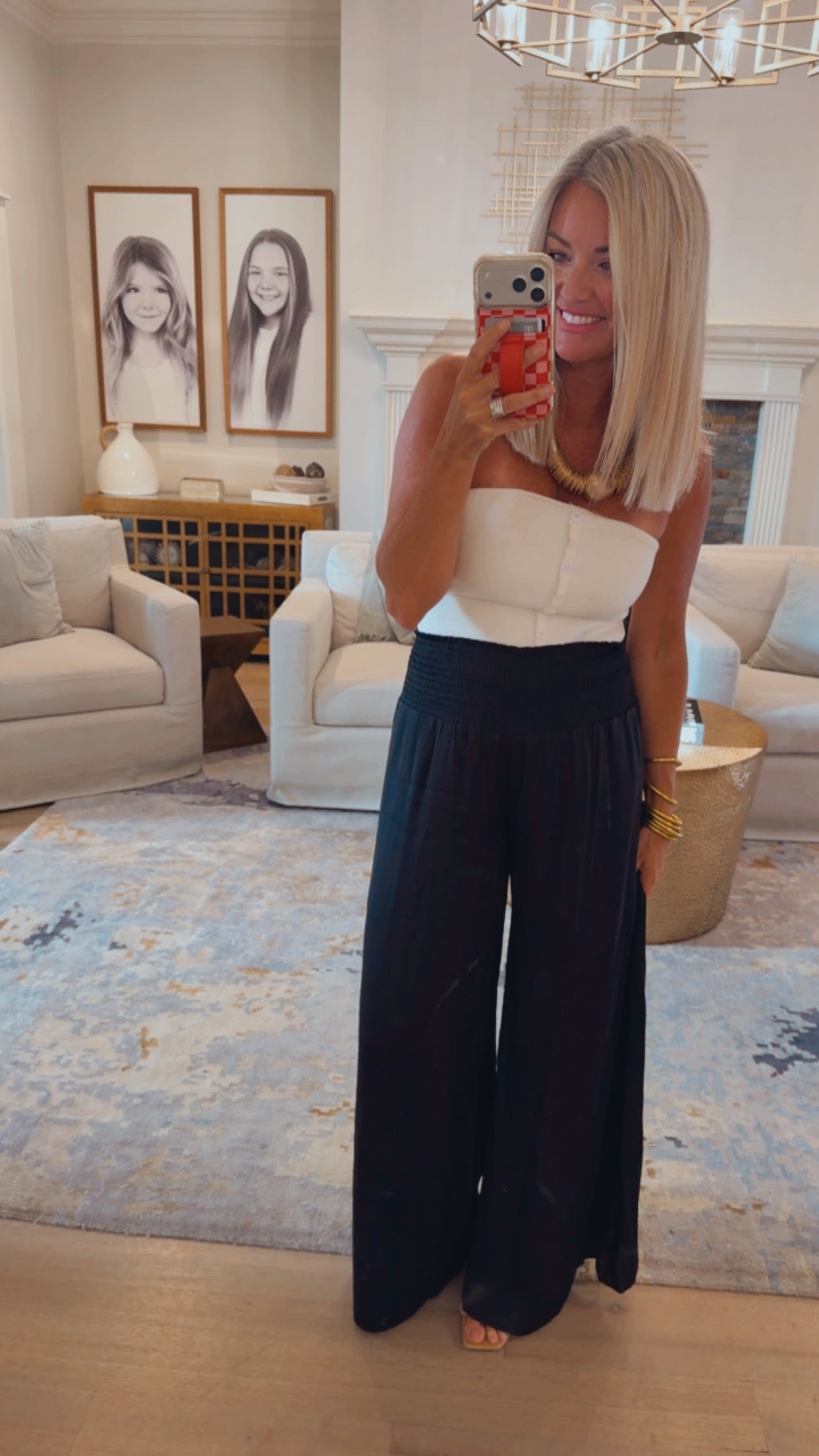 Smocked Waist Palazzo Pant