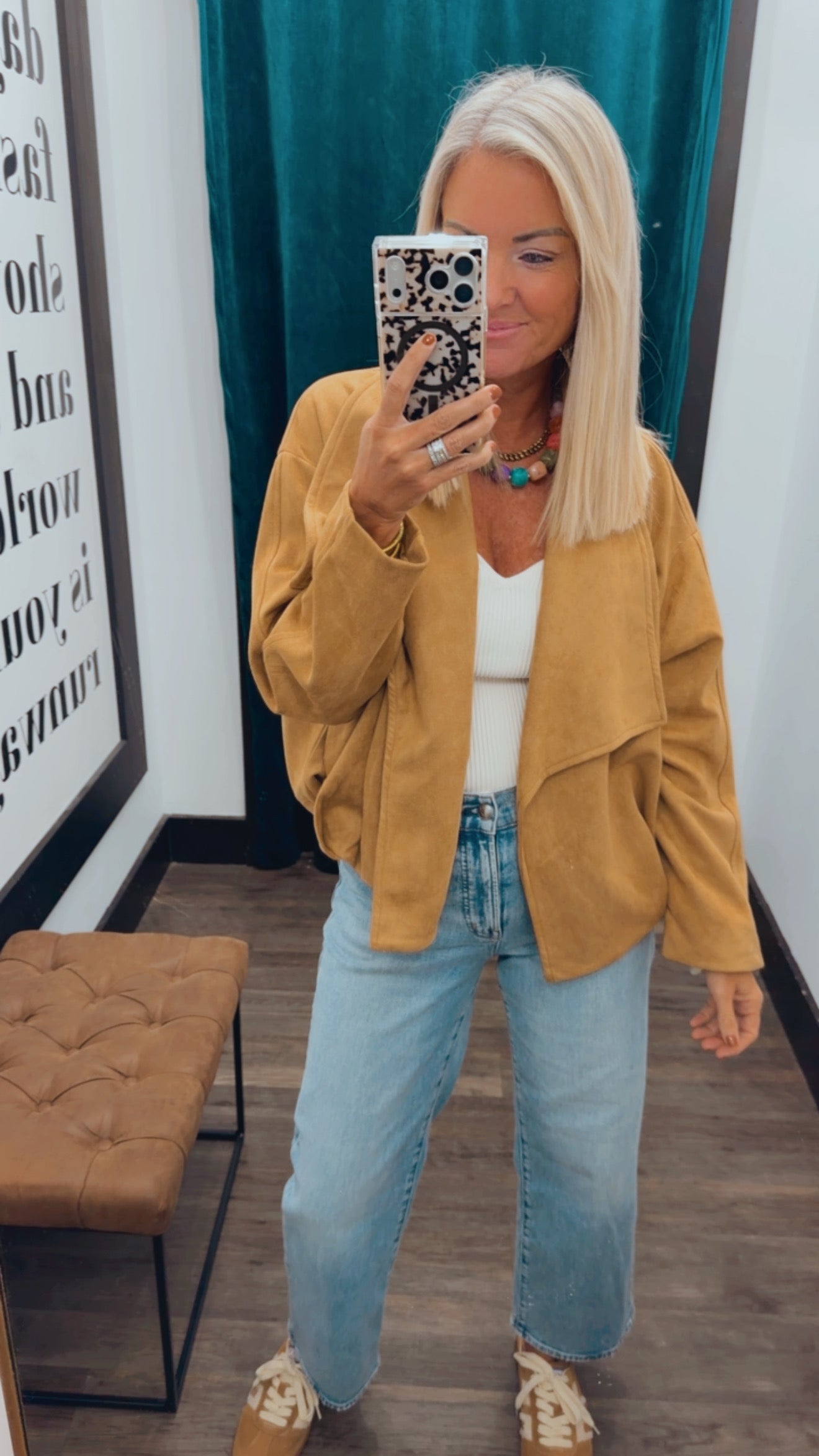Suede Draped Jacket