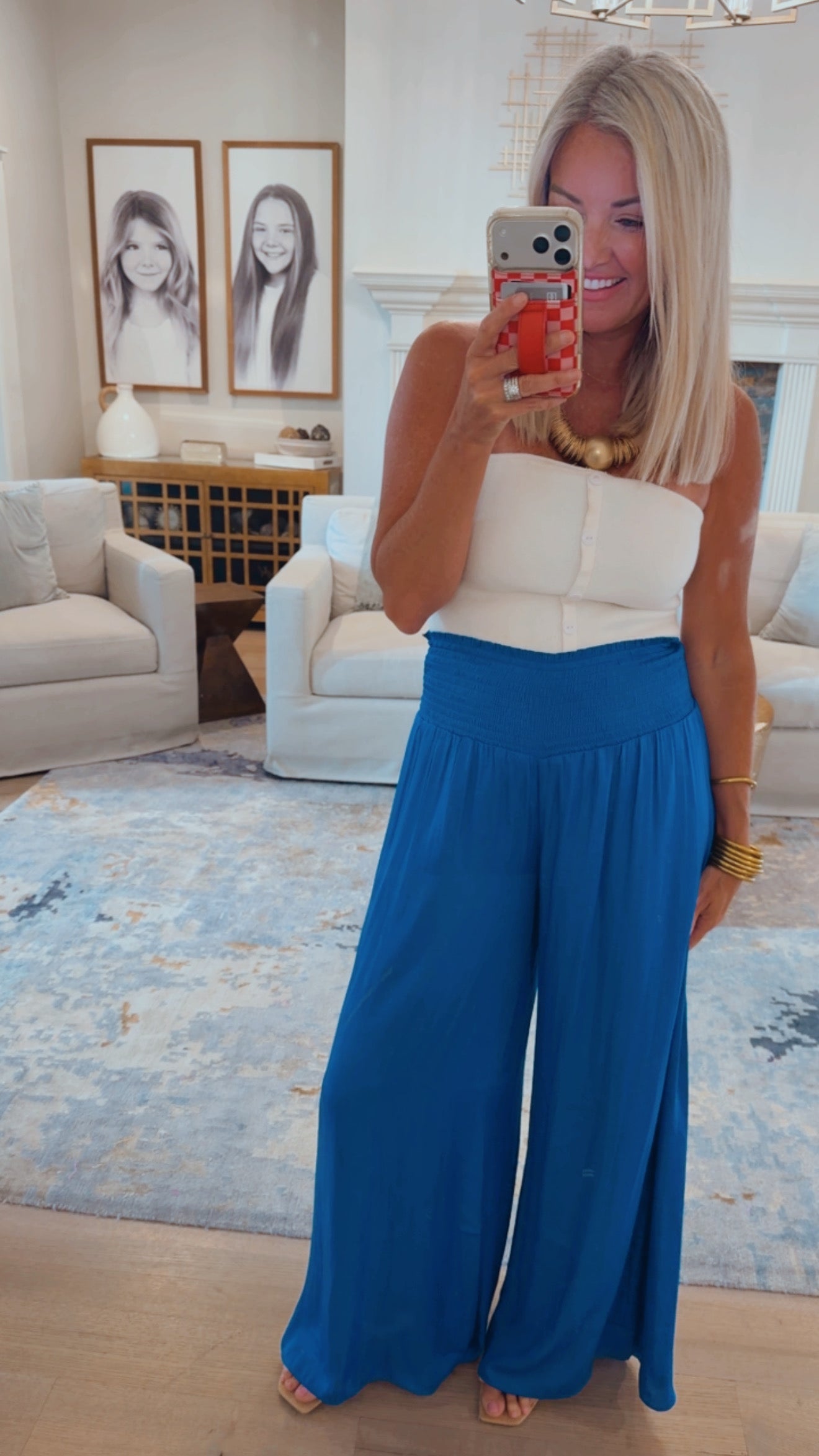 Smocked Waist Palazzo Pant