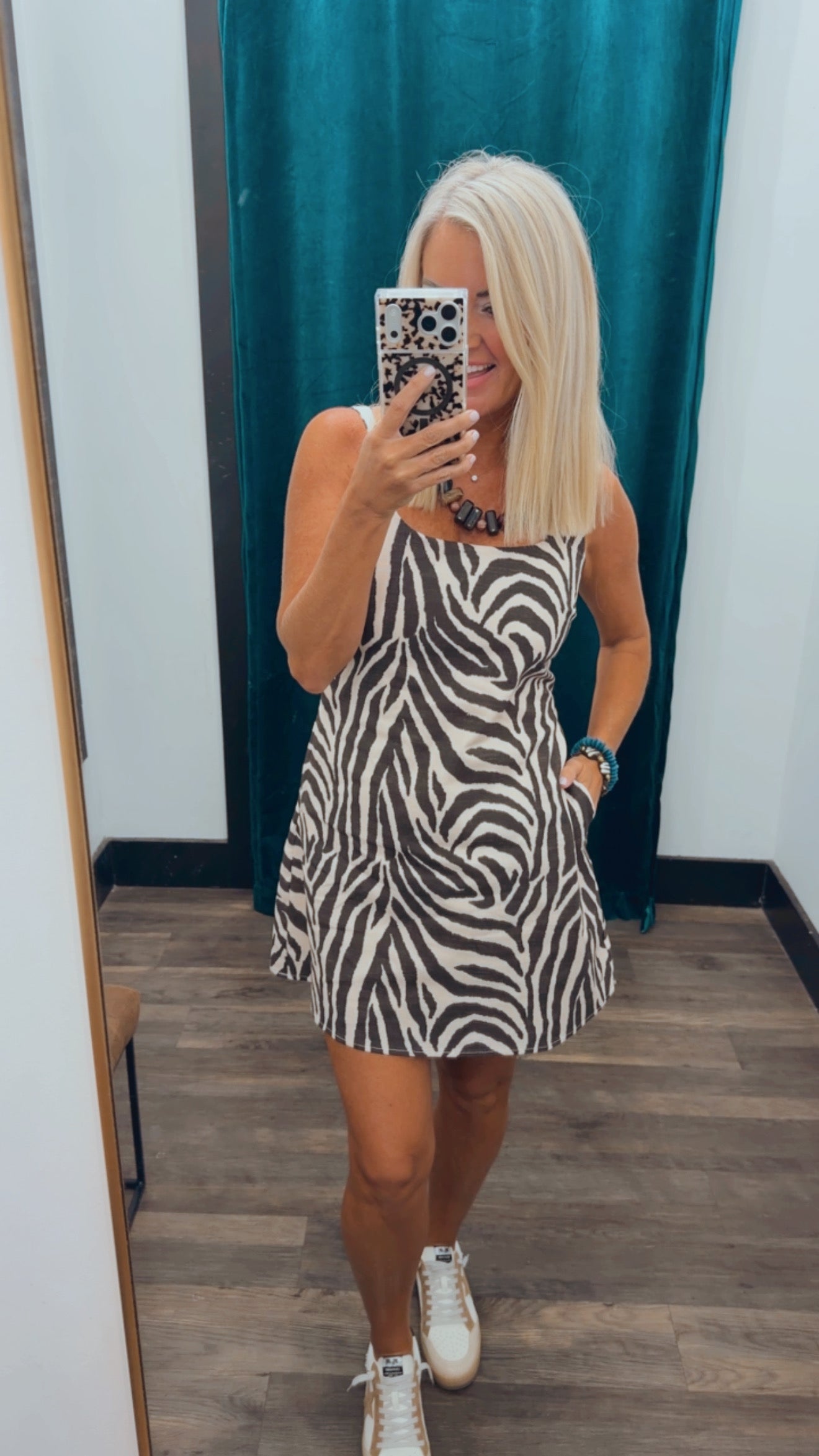 Zebra Open Back Mini Dress