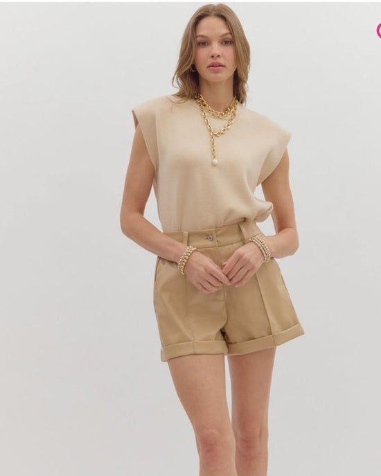 Pintuck Faux Leather Shorts