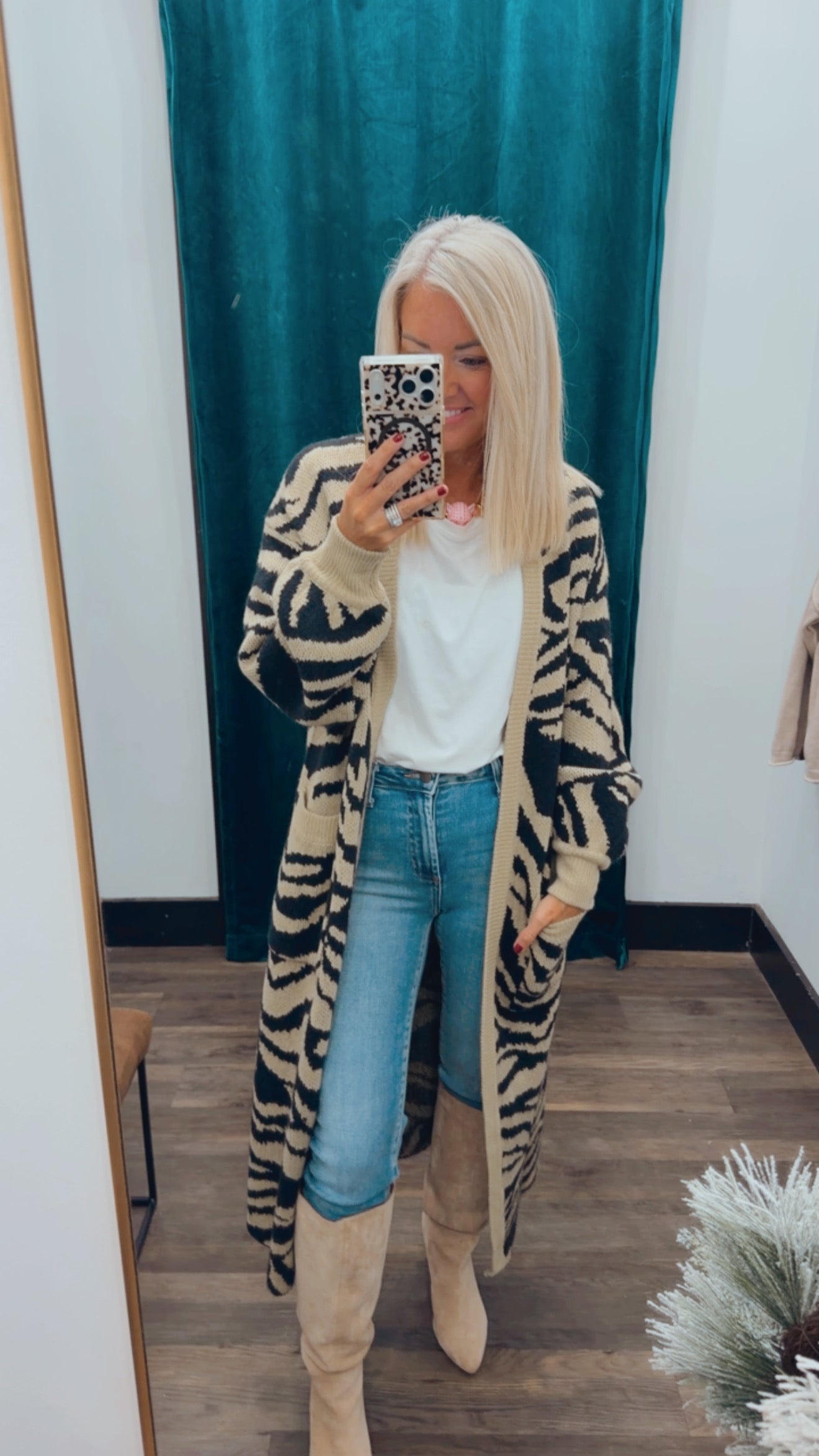 Animal Print Knit Cardigan