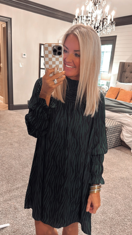 Smocked Tiger Print Dress