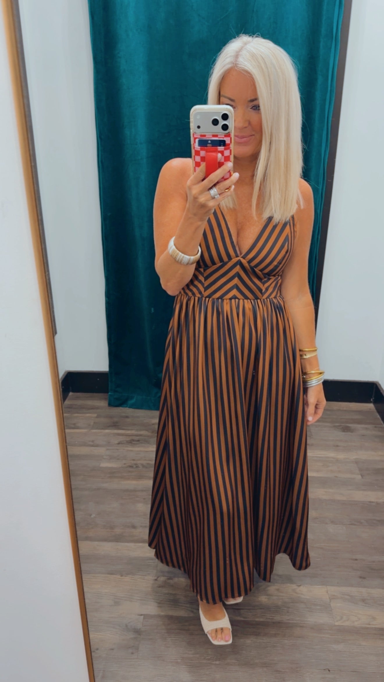 Chevron Stripe Midi Dress