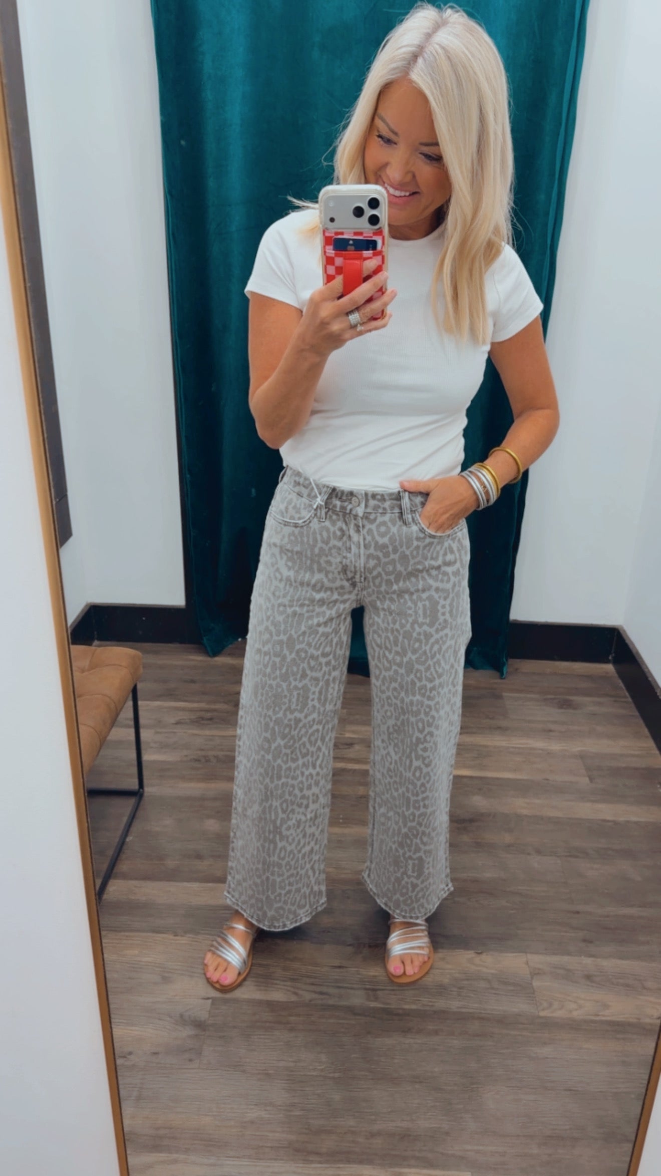 Leopard Print Wide Leg Jeans