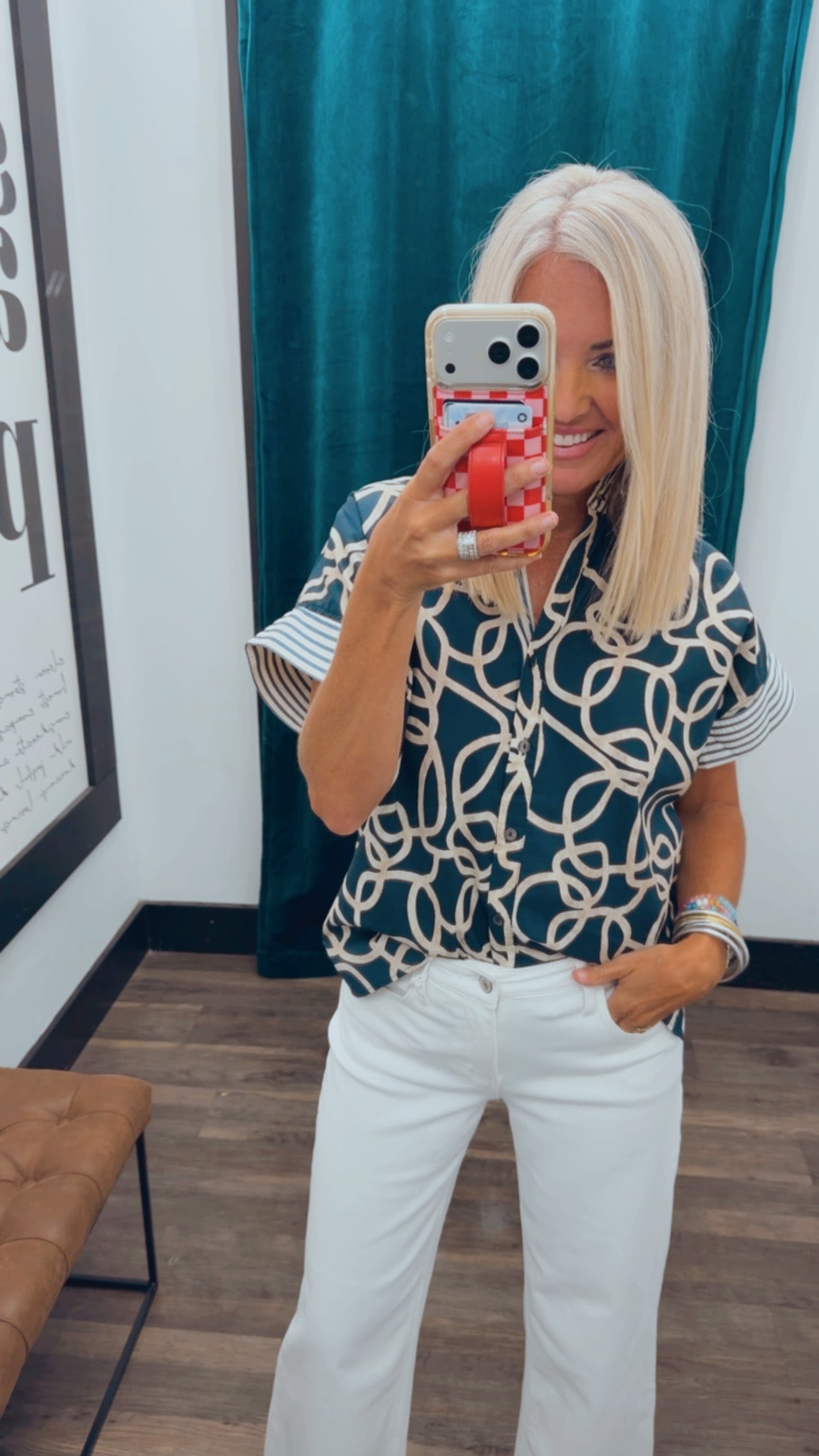 Artistic Abstract Ruffle Blouse