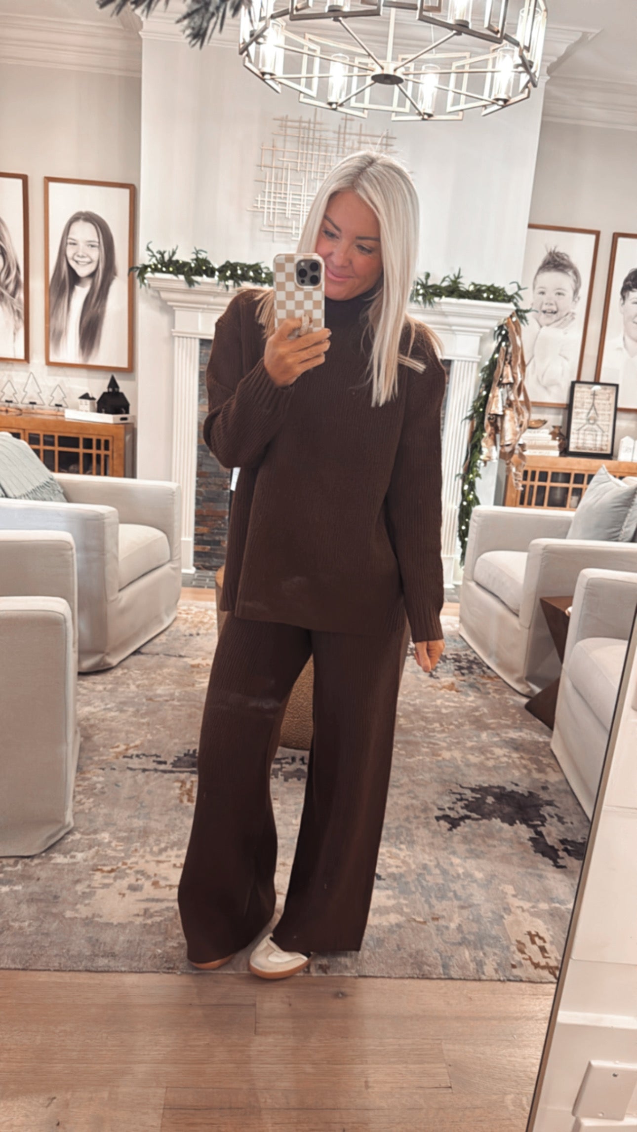 Mock Neck Sweater-wide Pants Matching Set