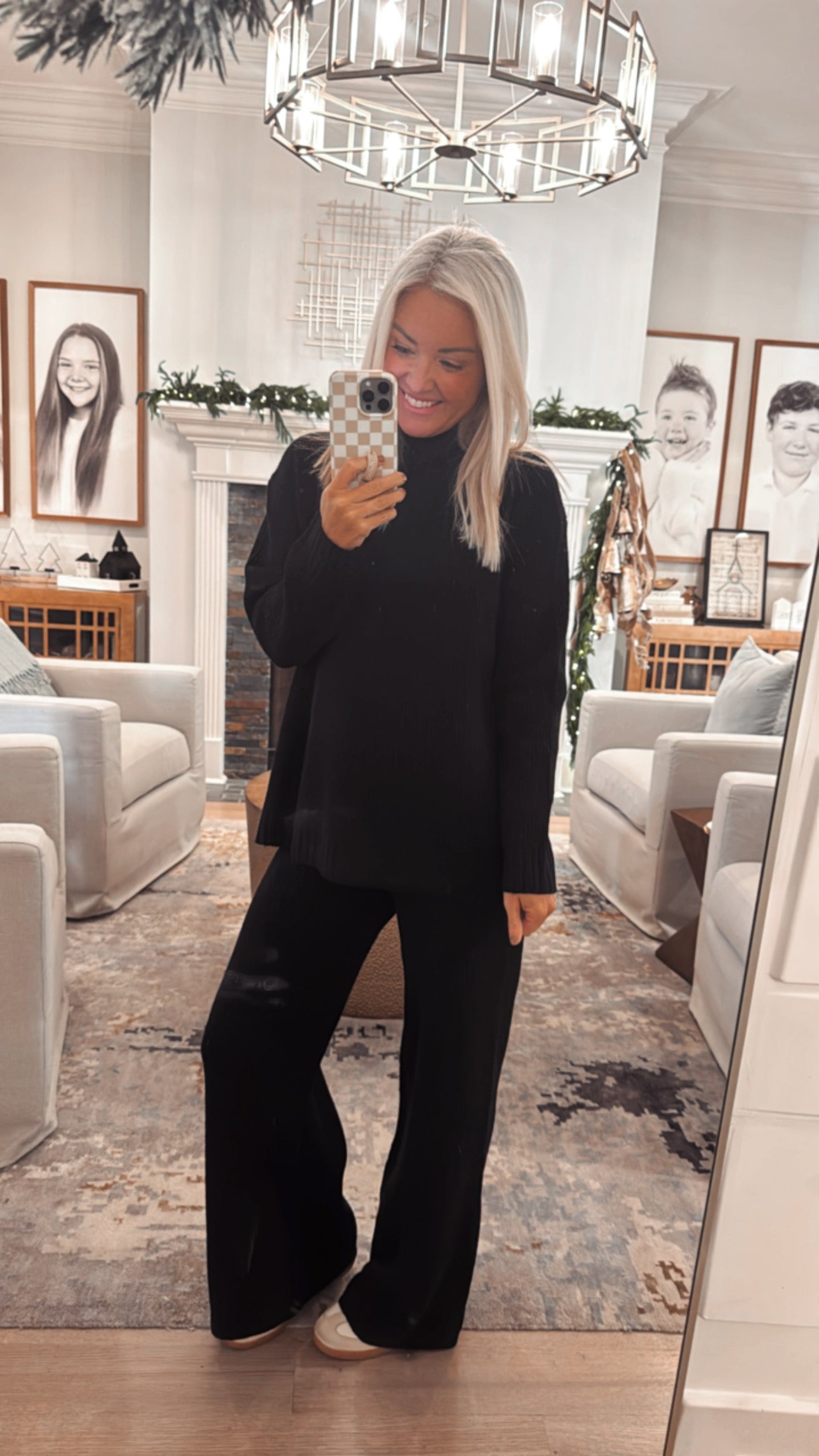 Mock Neck Sweater-wide Pants Matching Set