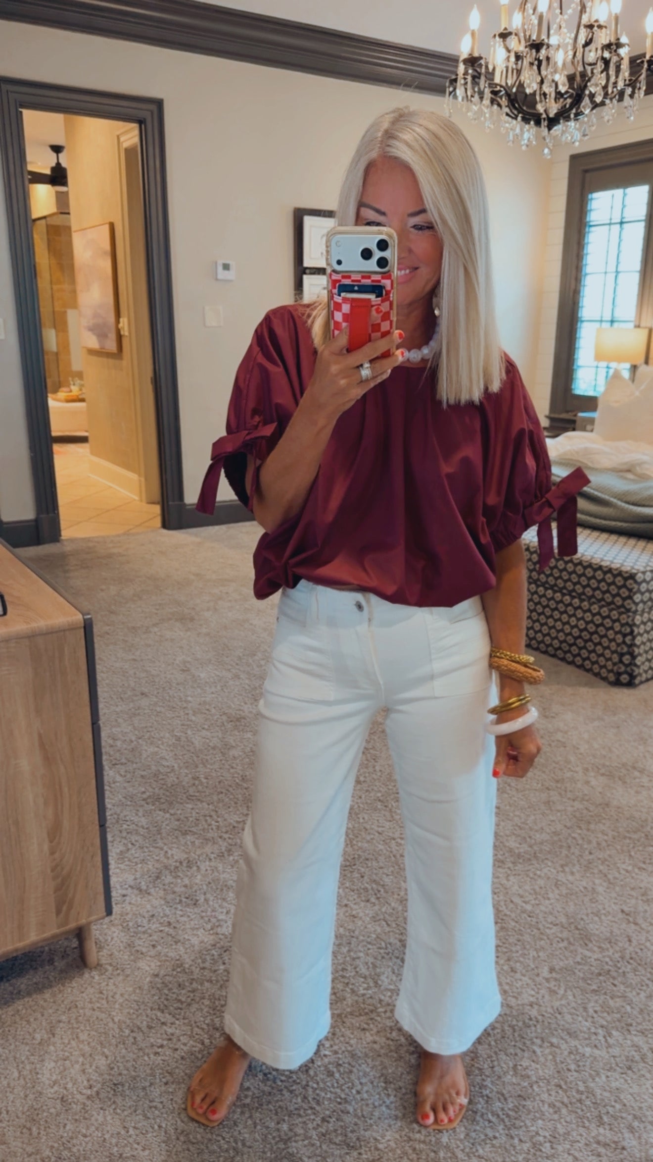 Bubble Hem Bow Sleeve Top