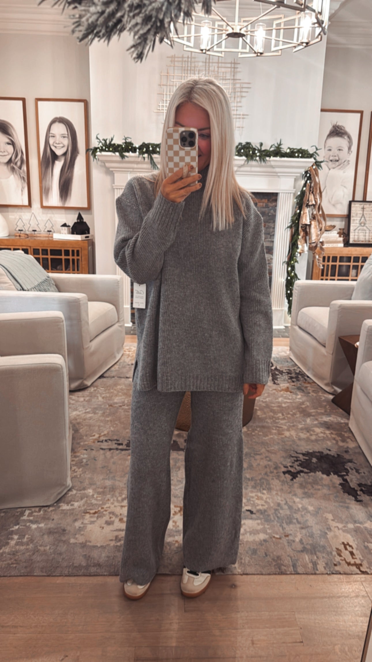 Mock Neck Sweater-wide Pants Matching Set