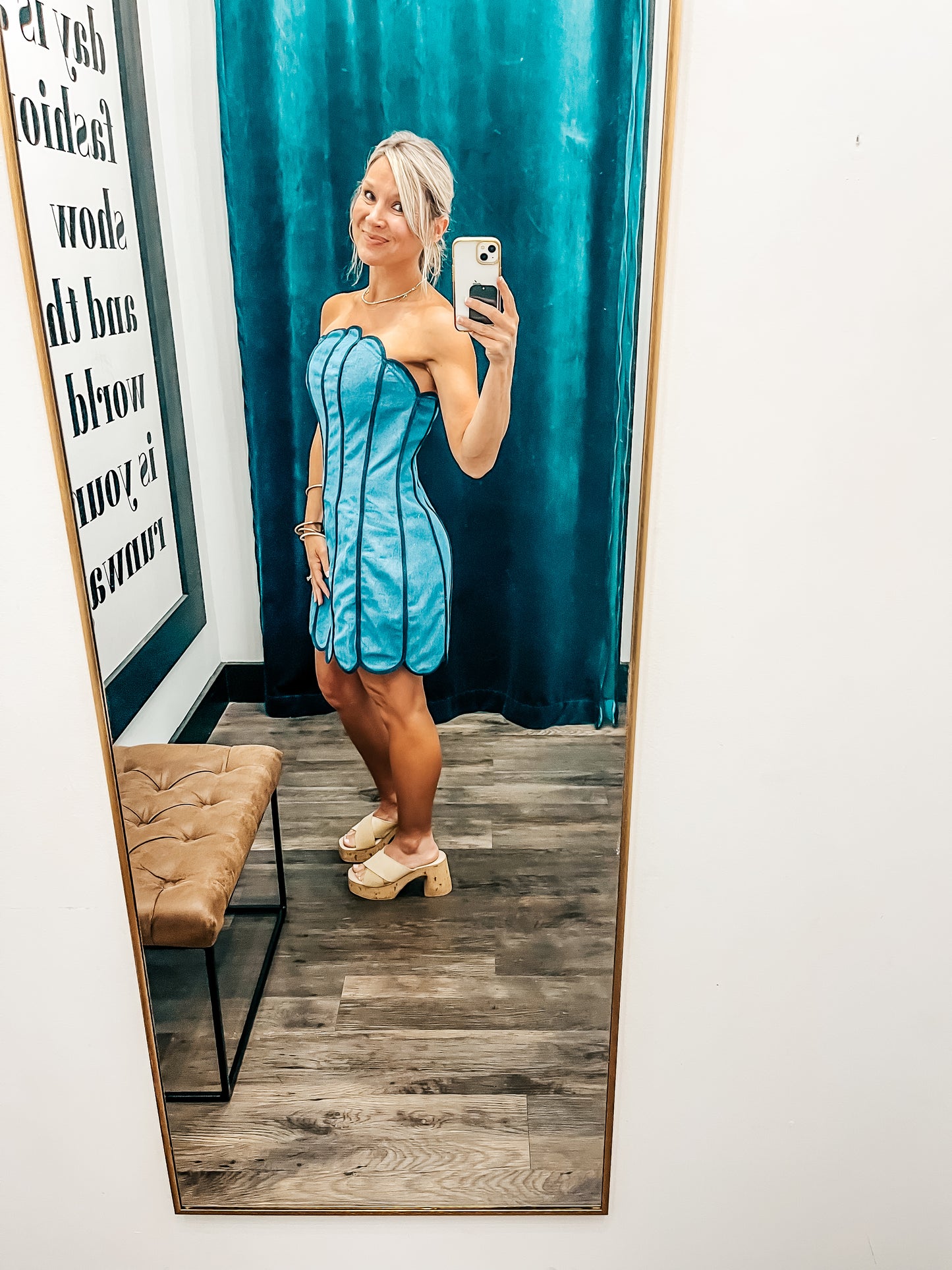 Strapless Scallop Dress