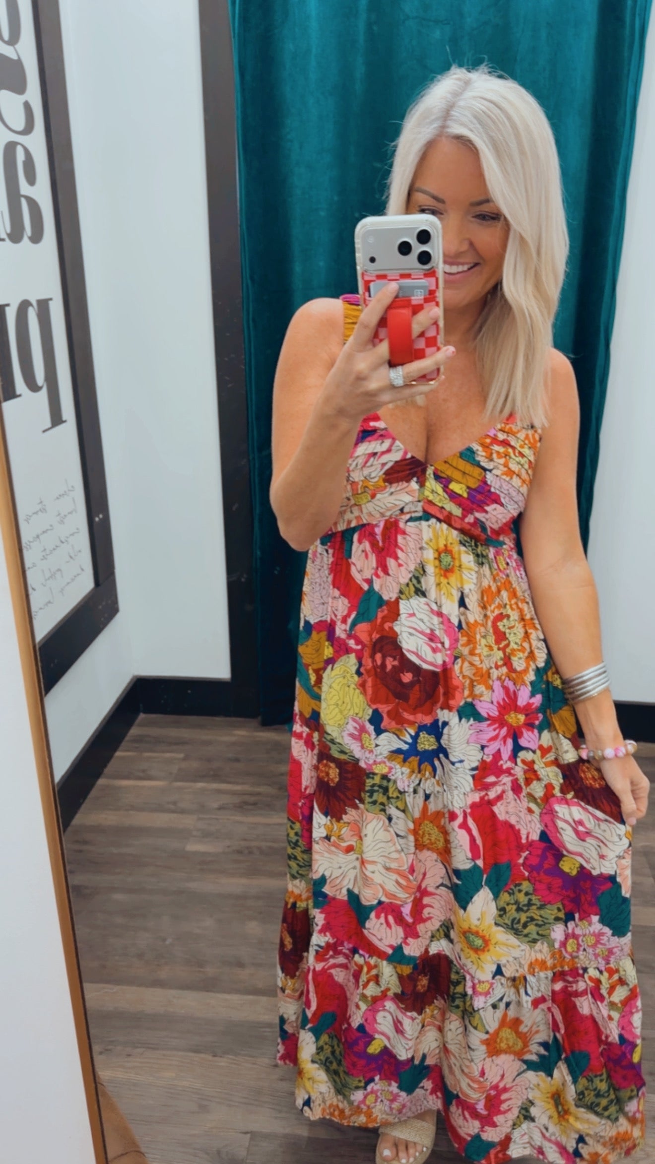 Floral Strap Tiered Maxi Dress