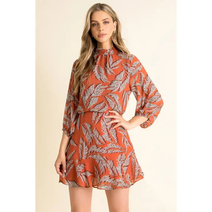 Feathered Geo Print Dress