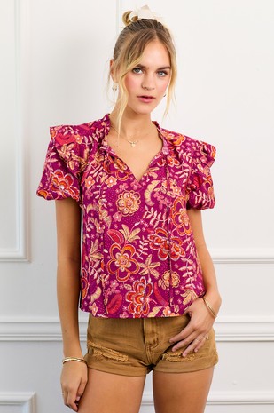 Floral Ruffle Top