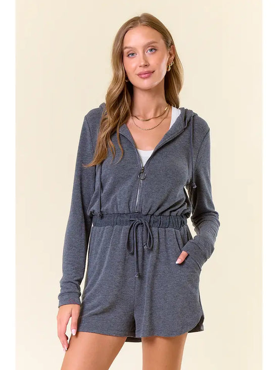 French Terry Romper W/Hood