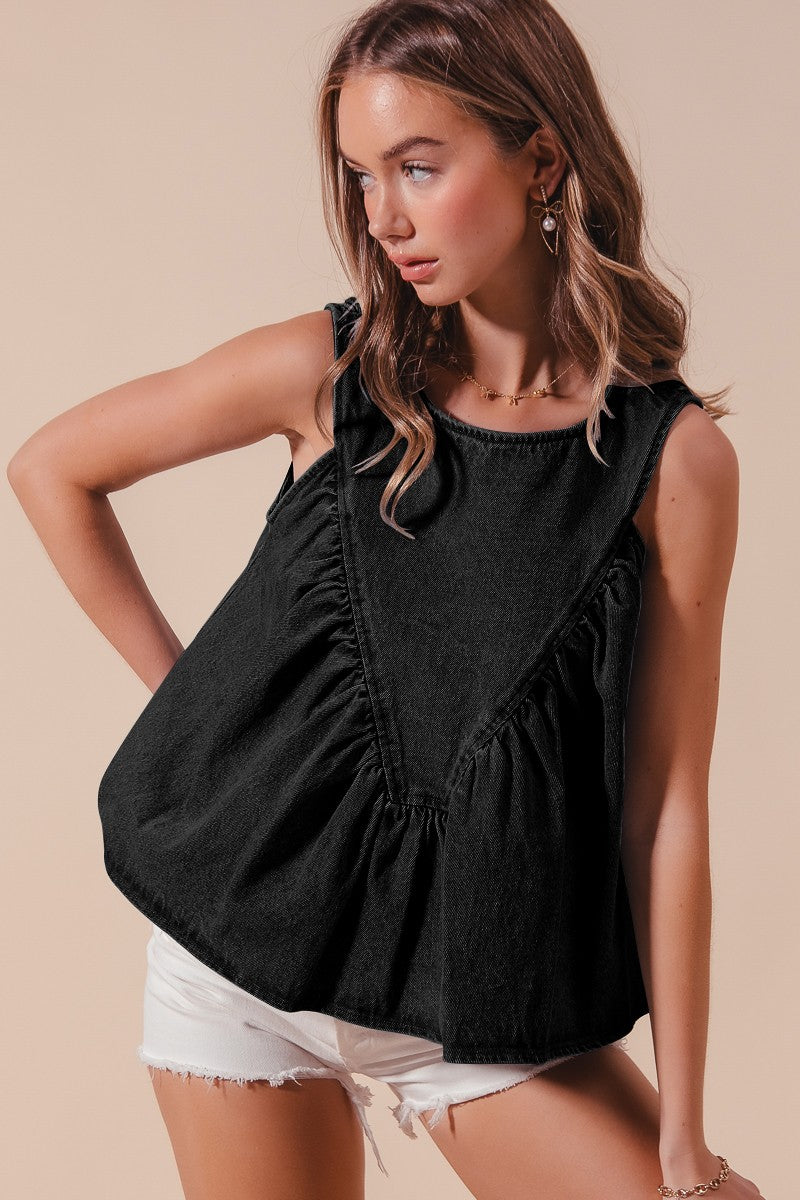 Game Day Ruched Sleeveless Top