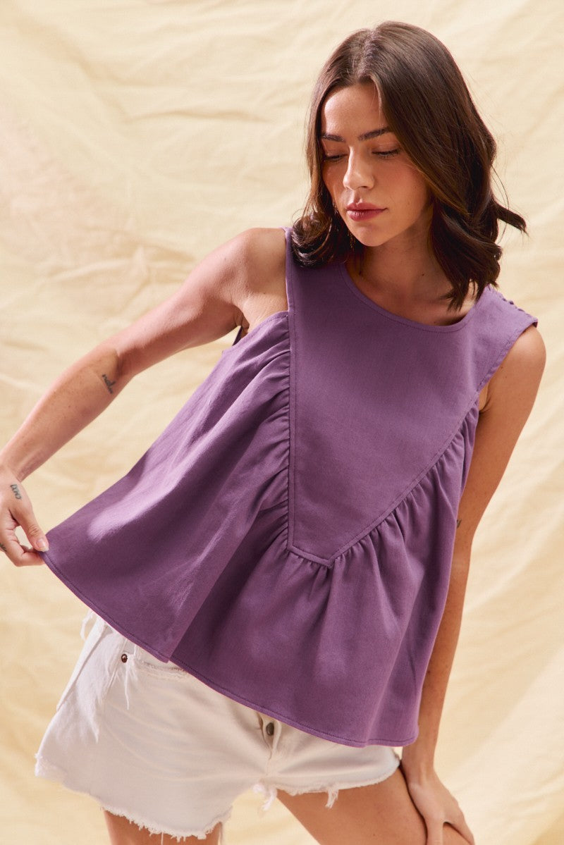Game Day Ruched Sleeveless Top