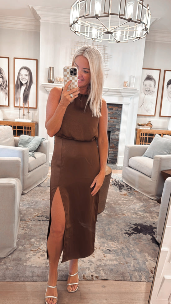 Silky Side Slit Dress