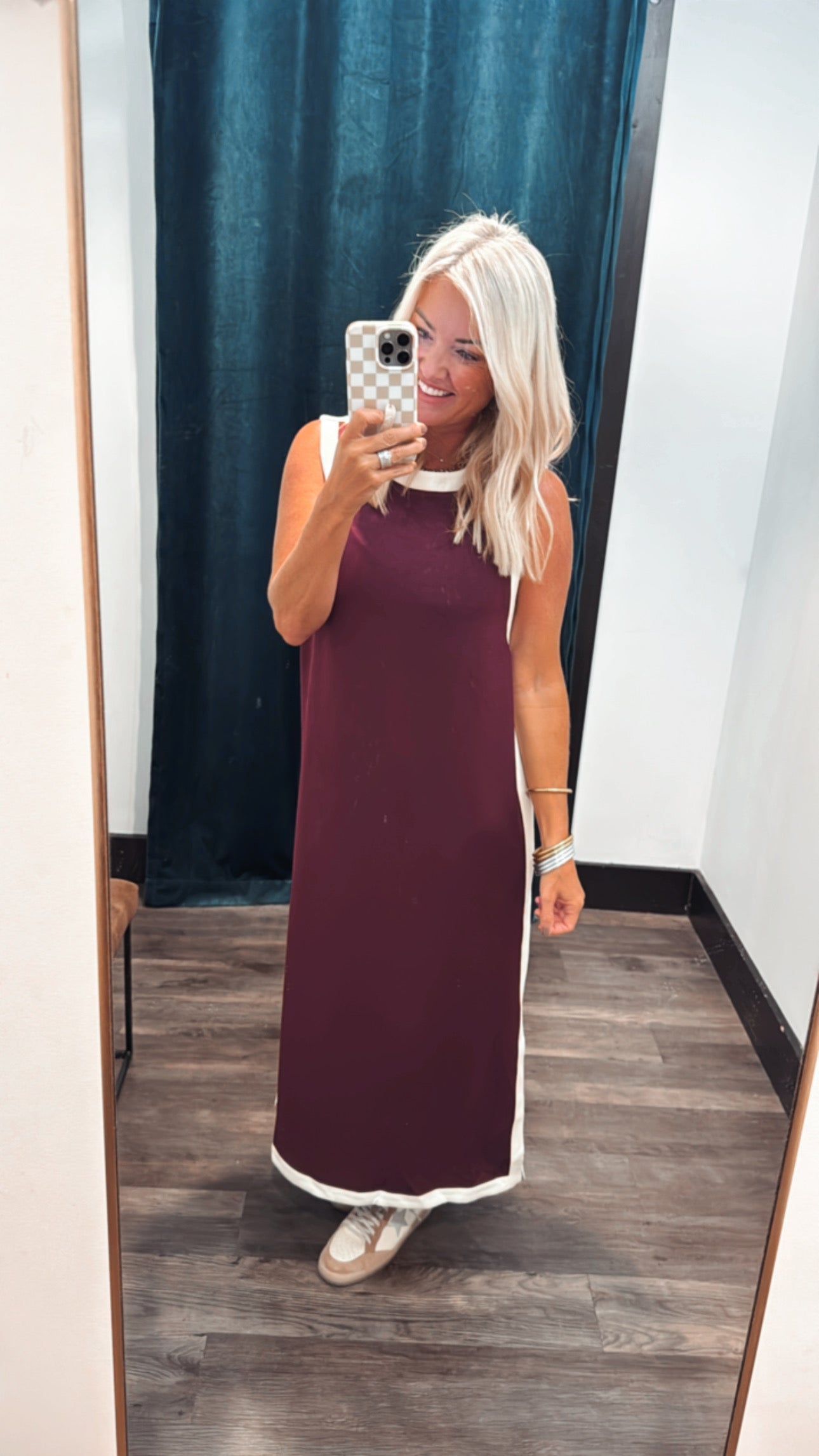 Contrast Sleeveless Midi Dress