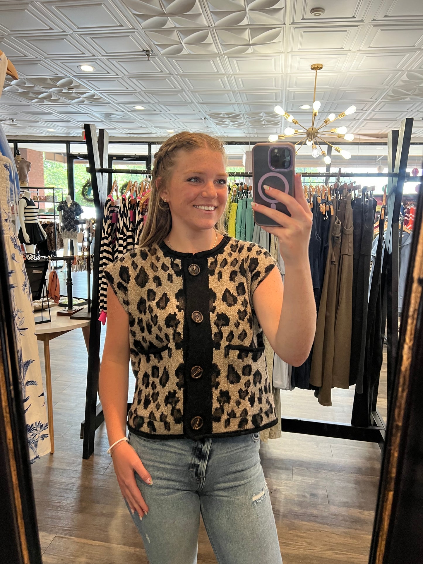 Sleeveless Leopard Sweater