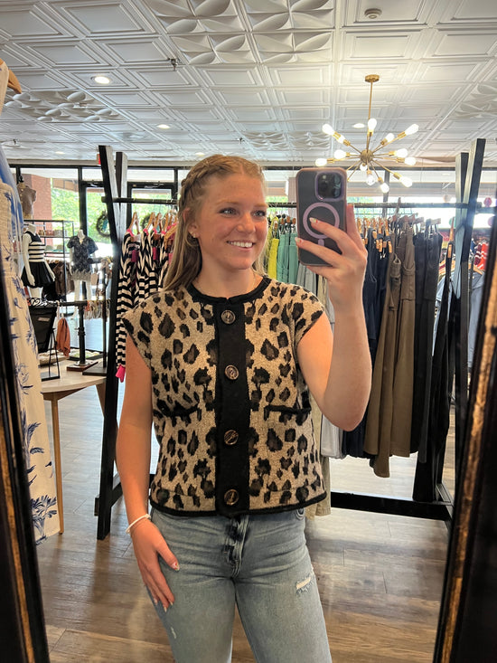 Sleeveless Leopard Sweater