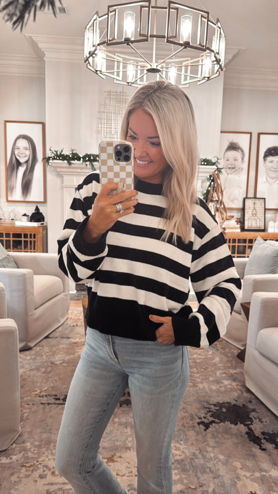Striped Sweater with Ribbed Edge