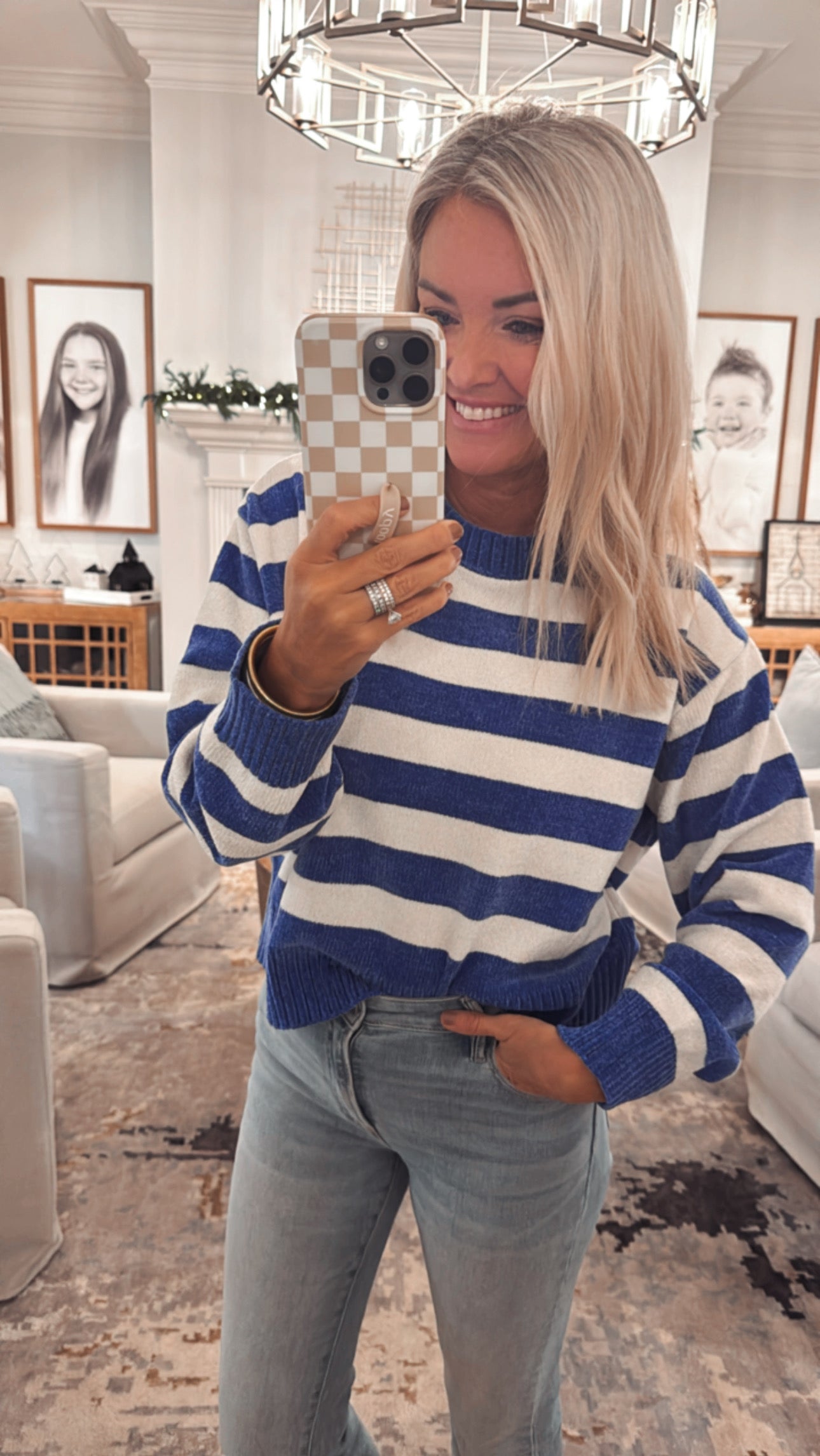 Striped Sweater with Ribbed Edge