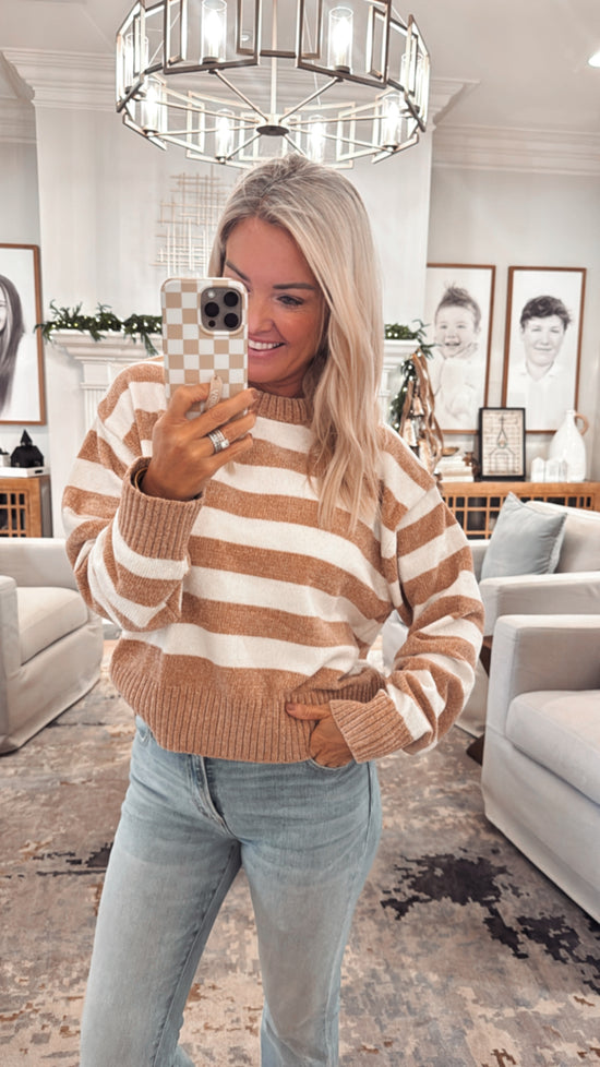 Striped Sweater with Ribbed Edge