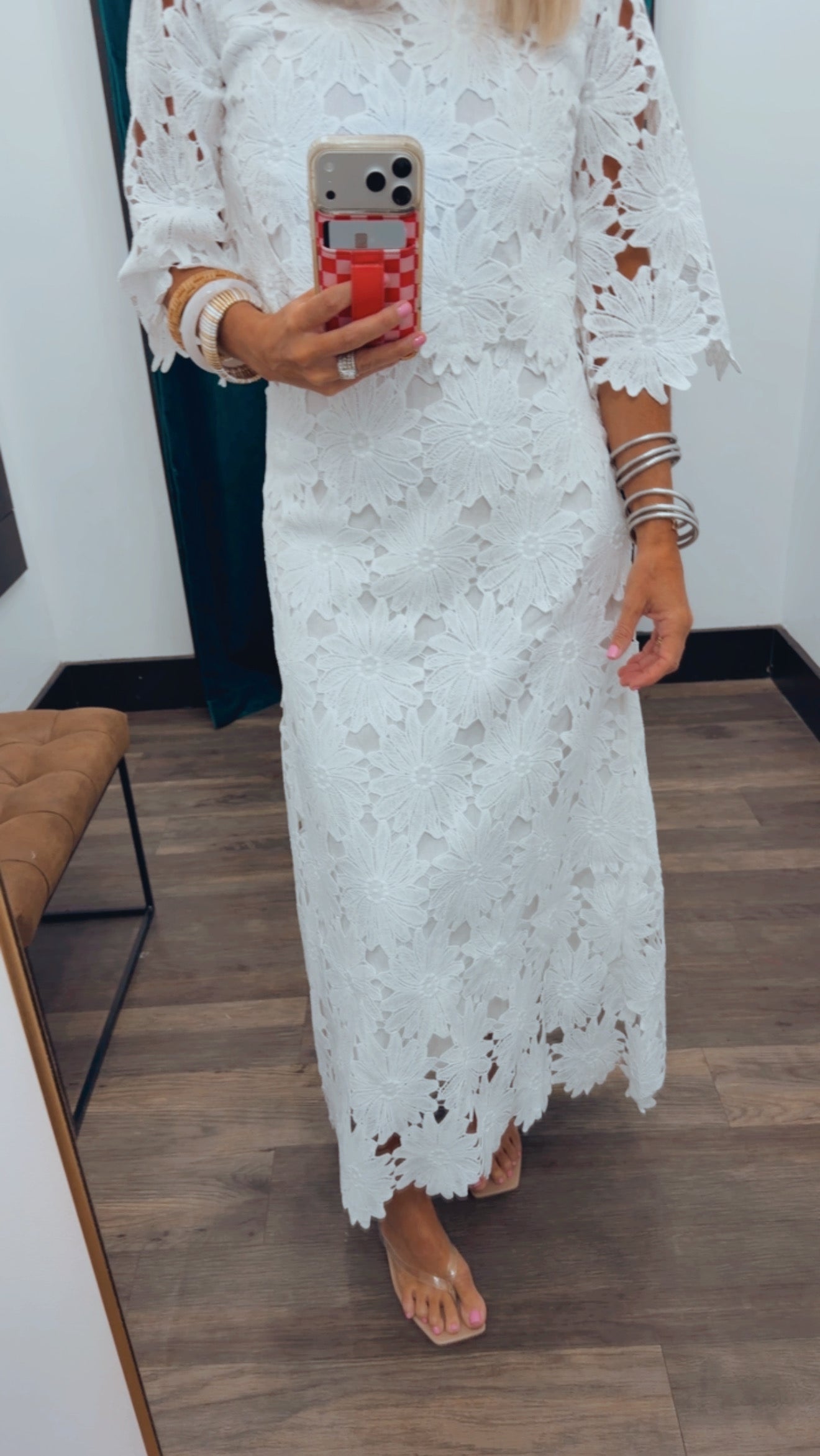 Floral Lace Midi Skirt