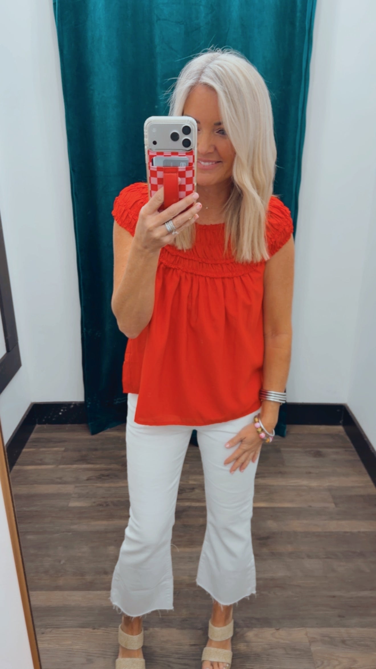 Shirred Neck Sleeveless Top