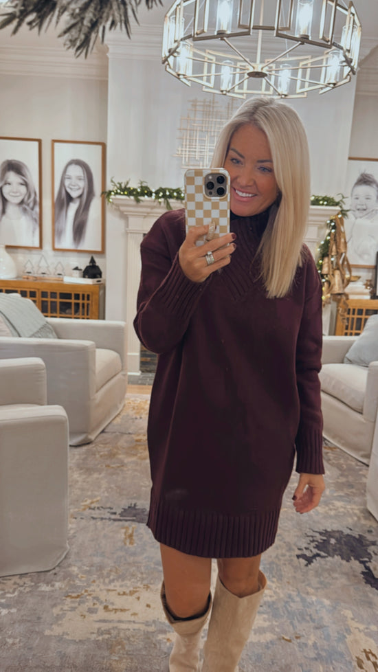 Cross Over Mock Neck Dress