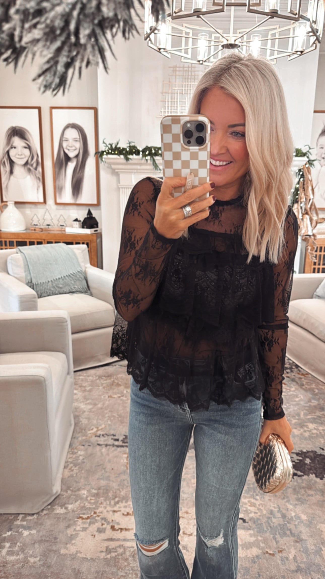 Lace Ruffle Layering Blouse