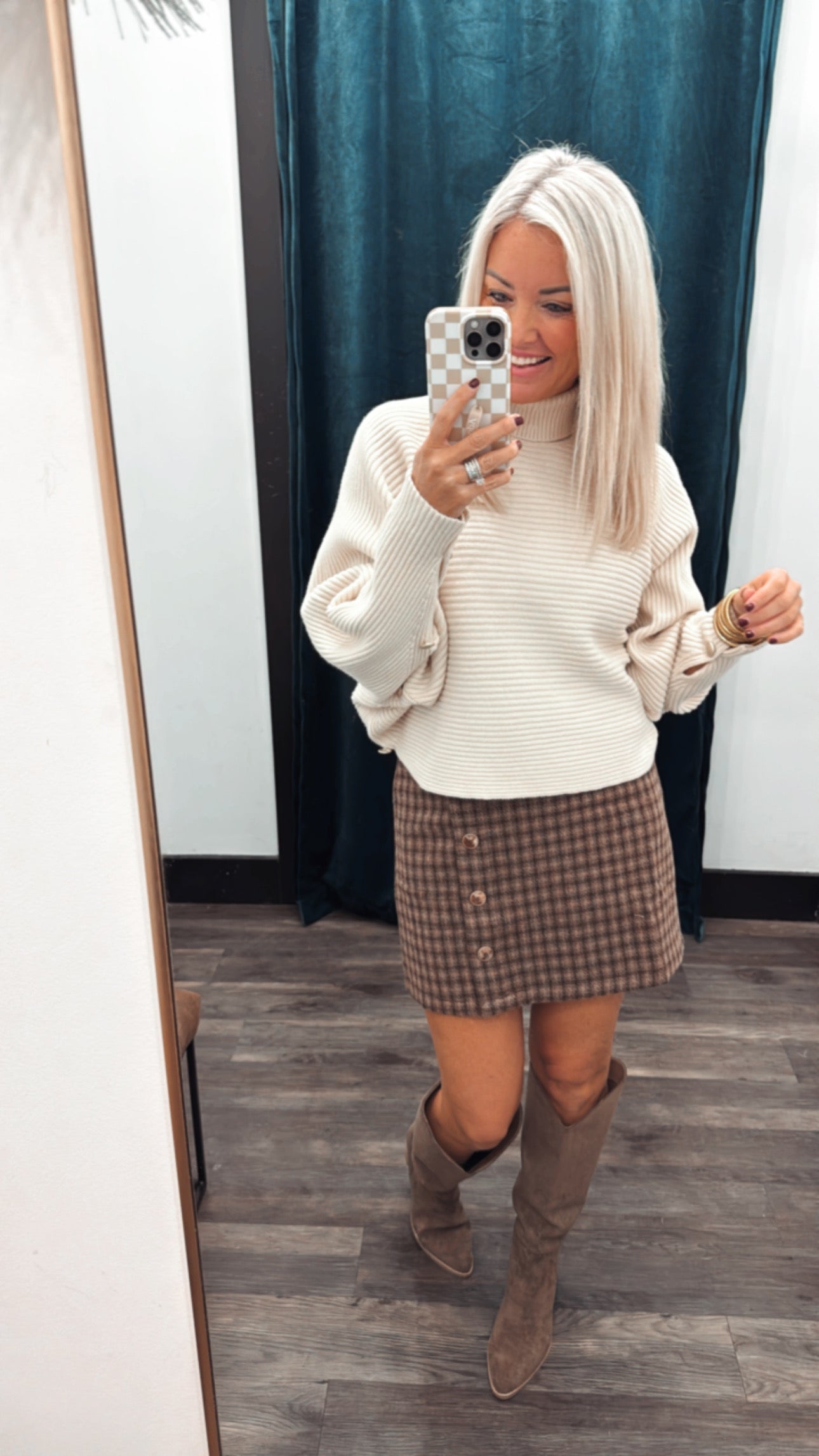 Button Front Mini Skirt