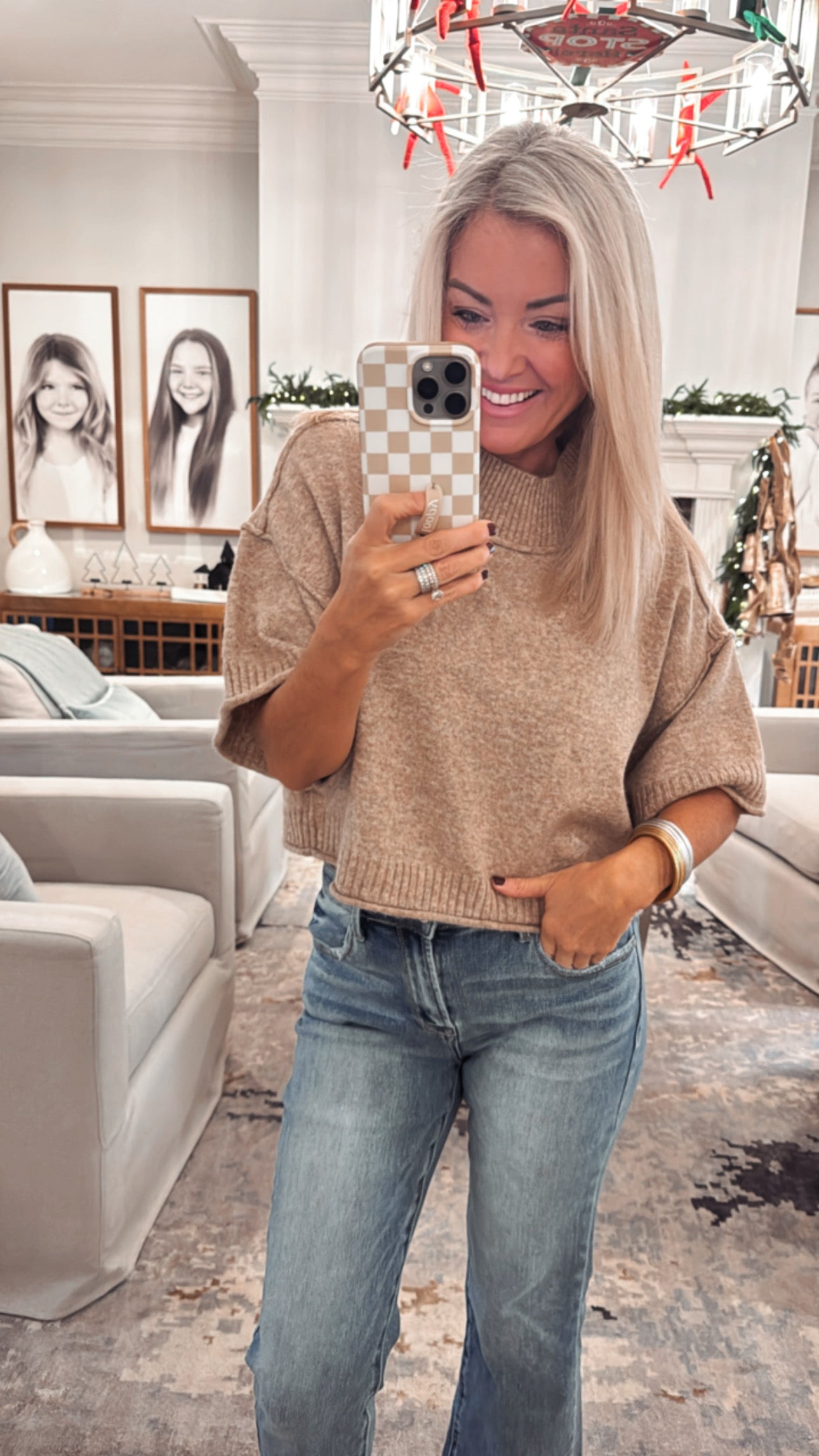 Marled Short Sleeve Sweater