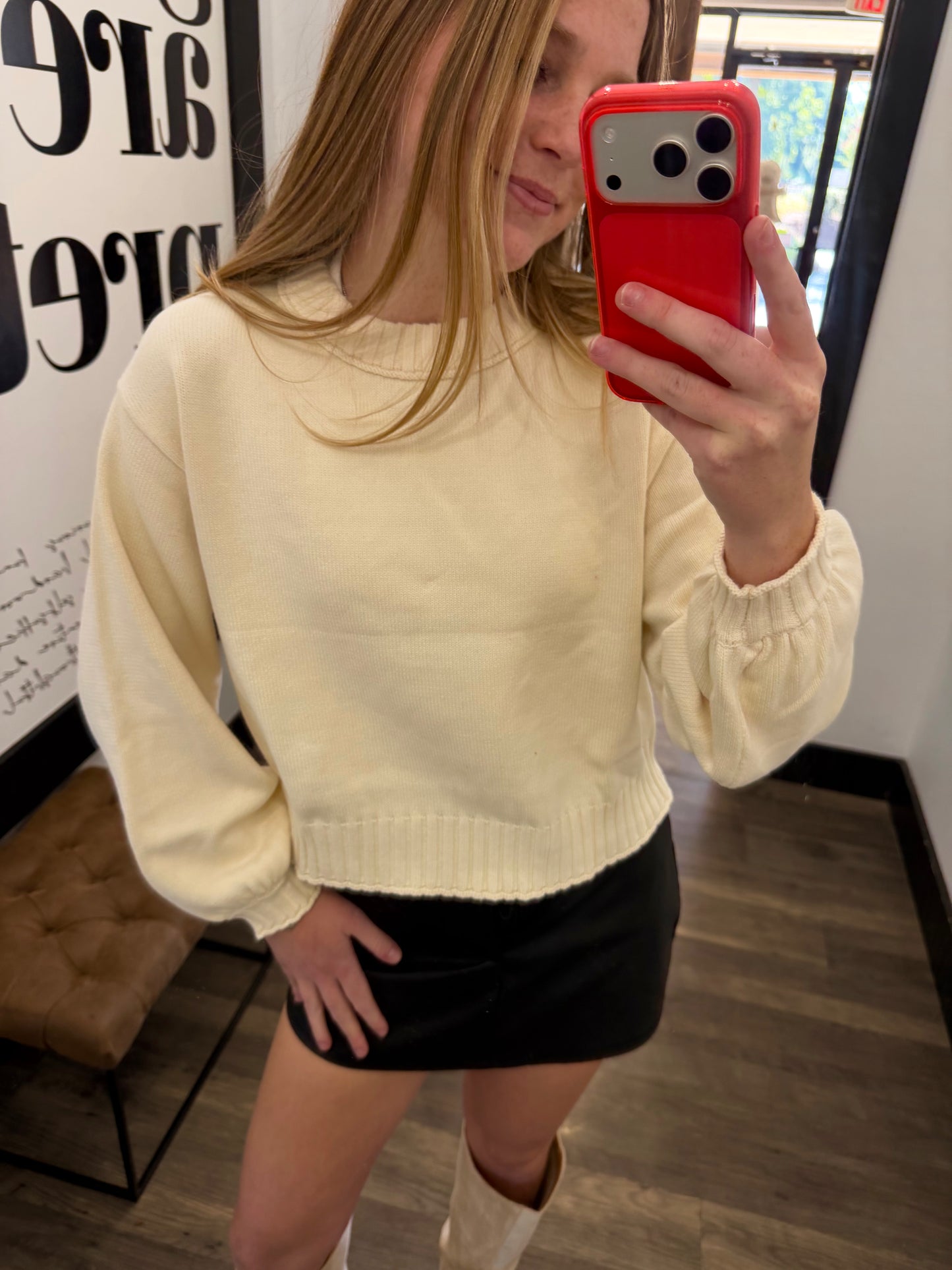 Cozy Cropped Knit Top