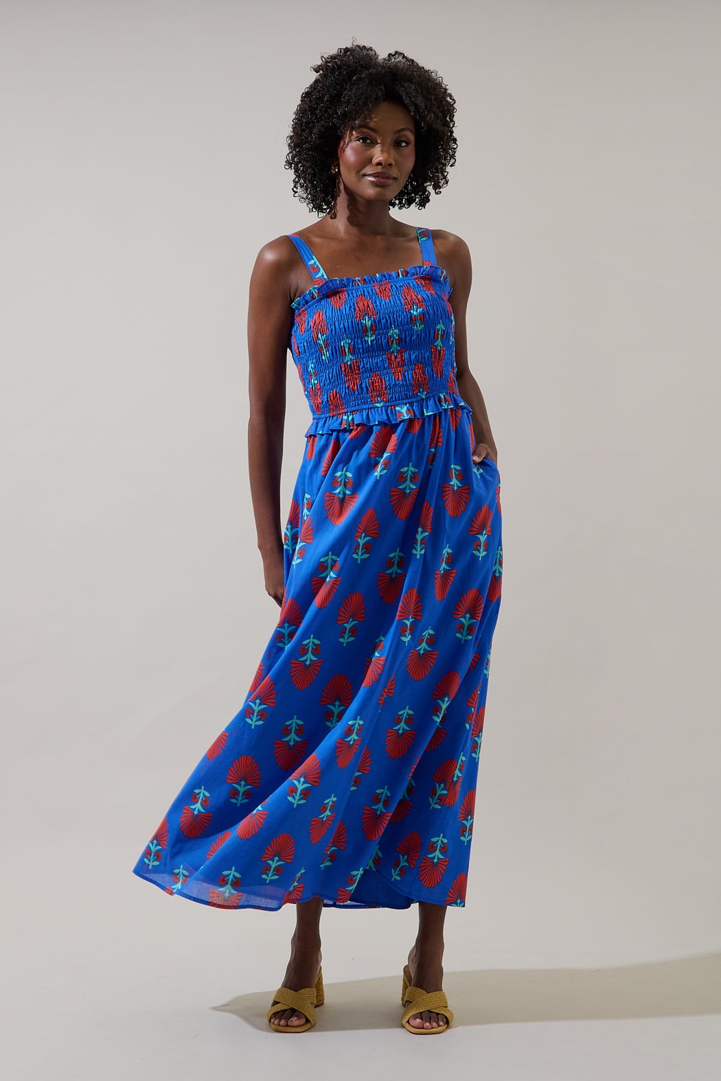 Lucinda Floral Riela Smocked Midi Dress