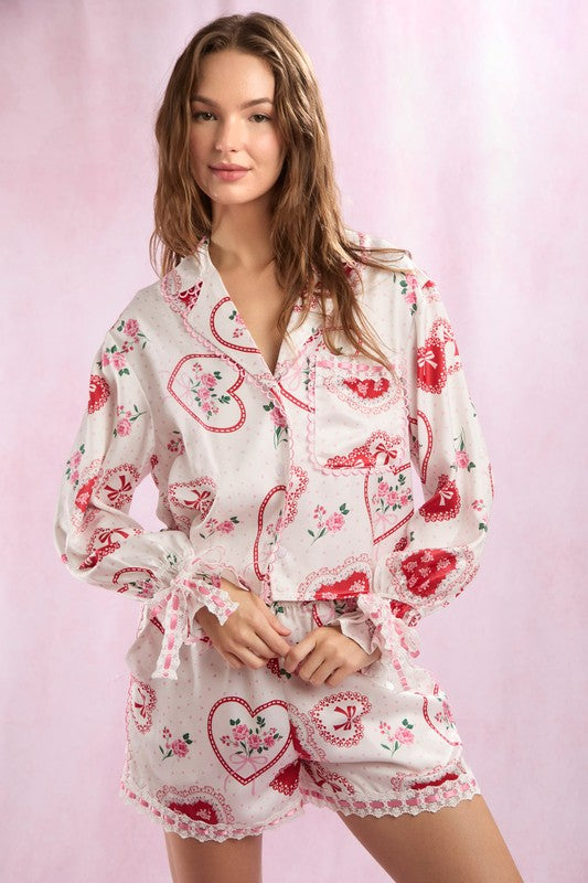 Lace Trim Pajama Set