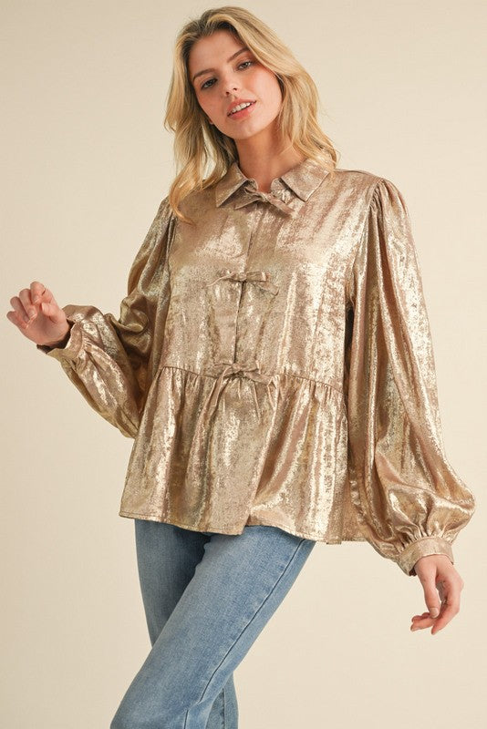 Metallic Bow Top